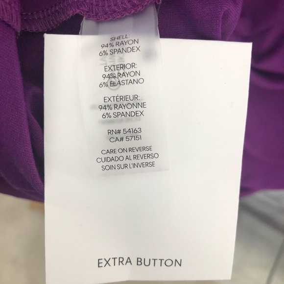 Calvin Klein Size 12 Long Sleeve Solid Purple Tie Front Dress Button Stretch NEW - Picture 13 of 13